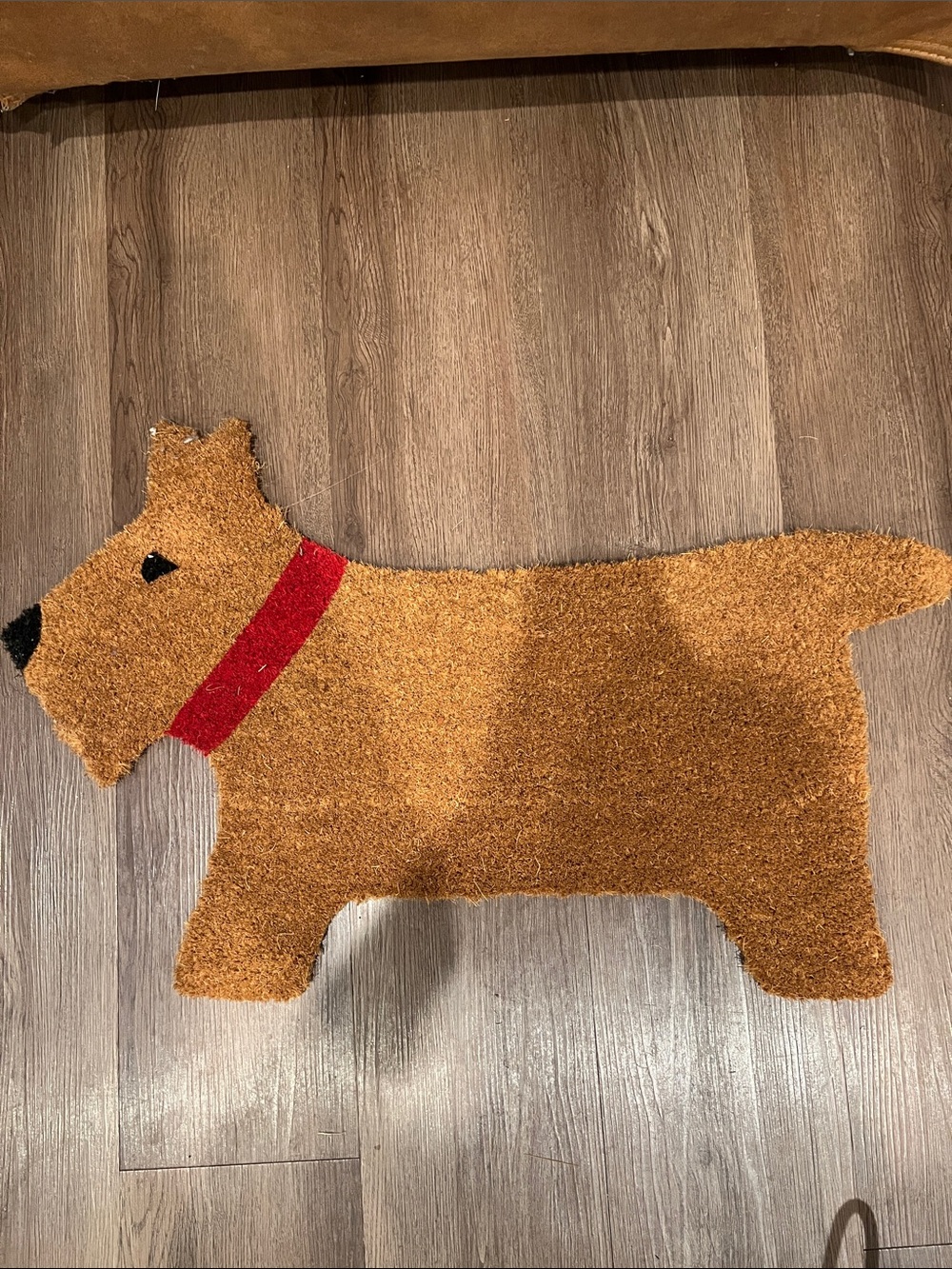 Brown Dog-Shaped Doormat with Red Collar - Pet Welcome Mat